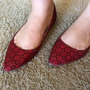 Red and Black Print Flats